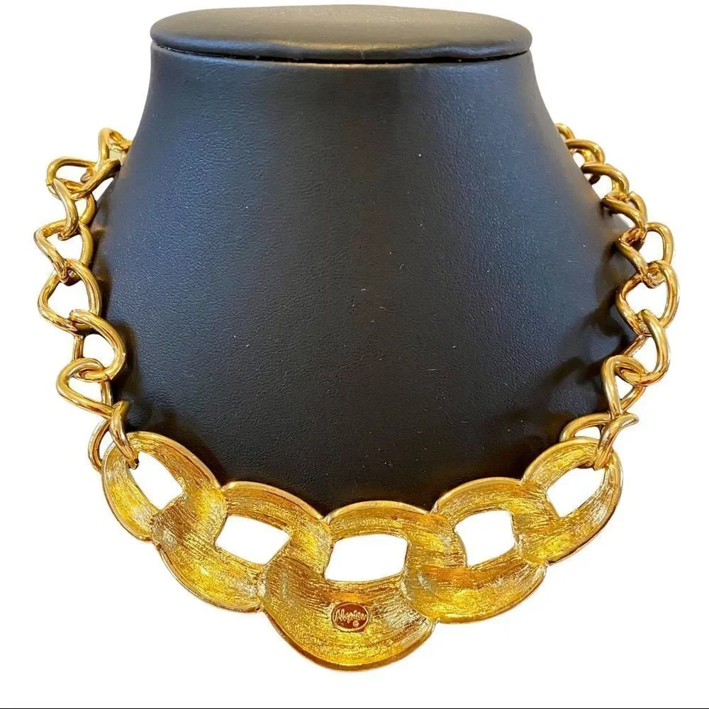 Napier Red & Gold Bar Necklace on large link chain. Gorgeous!
